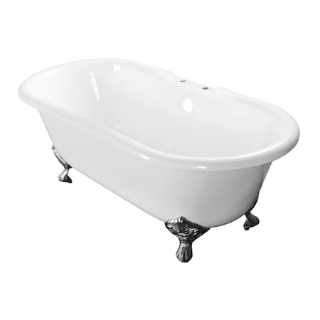 Aqua Eden Clawfoot Bathtubs, 60 L, 30.5 W, White/Polished Chrome, Cast Iron VCT7D603017NB1